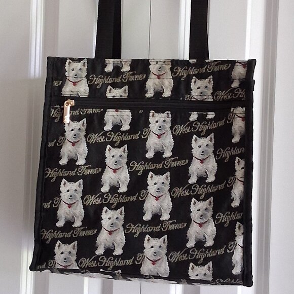 Signare Art of Tapestry West Highland White Terrier Shopping Tote Bag - Picture 1 of 16